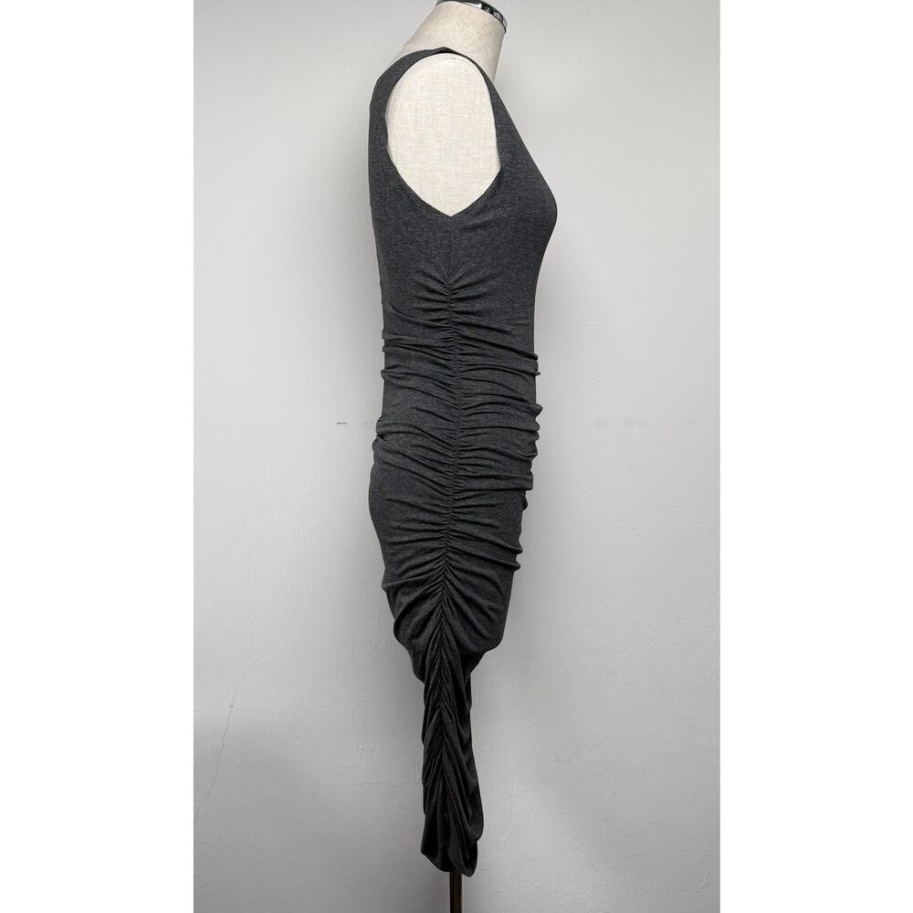 Norma Kamali Ruched Side Sleeveless Midi Knit Jersey Dress Gray Minimalist Sz XS - Picture 6 of 9